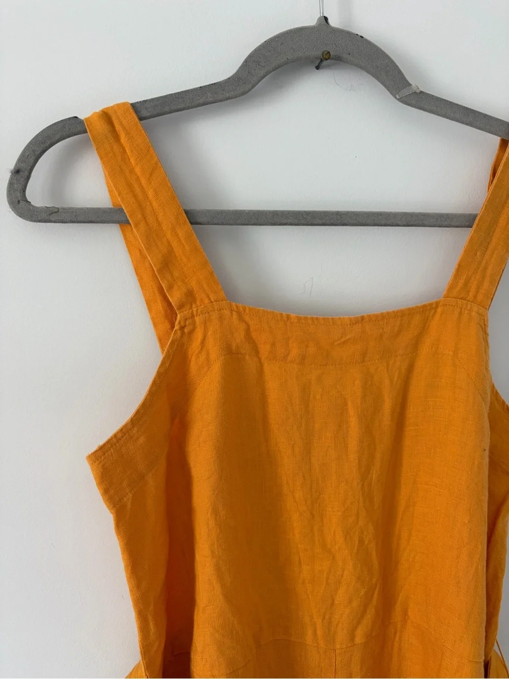 Everlane Linen Square Neck Sleeveless Wide Leg Jumpsuit Marigold Yellow 0P